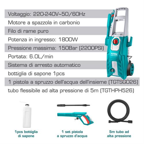 Idropulitrice 1800W - 150bar con Accessori