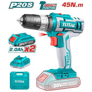 Trapano a Percussione 20V- 45 Nm con Batteria e 4 Punte 