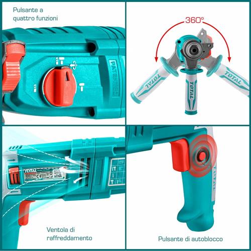 Martello Rotativo SDS Plus 800W 2,5J con mandrino di ricambio