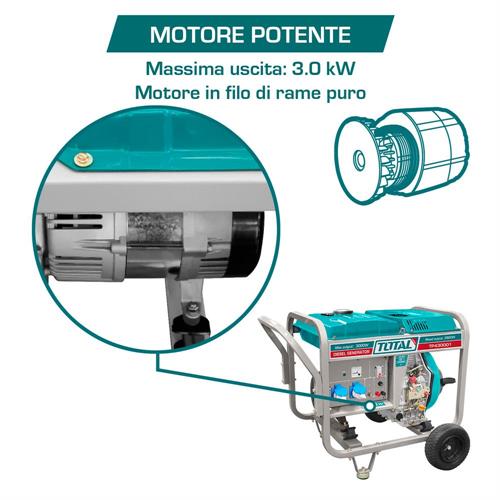 Generatore di Corrente Carrellato - 3 Kw Monofase