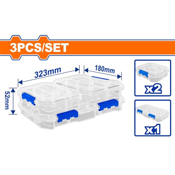 Set di Organizer Trasparenti da 3 pz