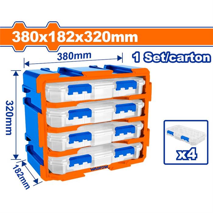 Cassettiera Modulare 4 cassetti Trasparenti - 380x182x320 mm