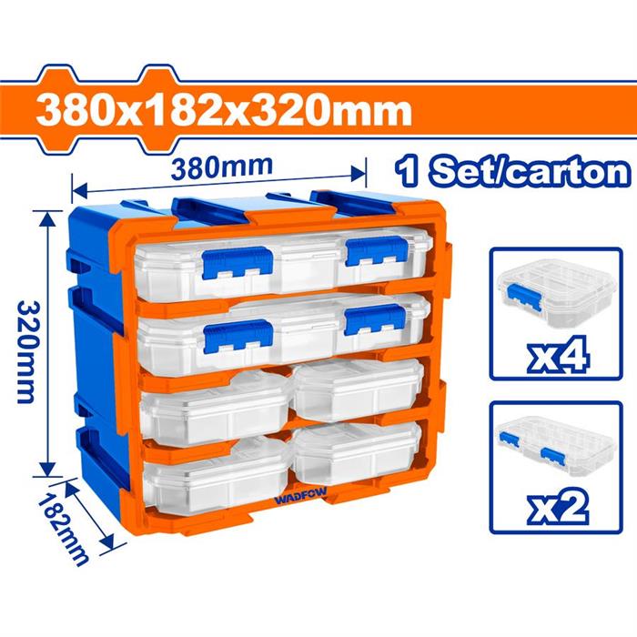 Cassettiera Modulare 4 cassetti Trasparenti - 380x182x320 mm