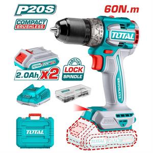 Trapano avvitatore 20V - 60Nm con 2 Batterie 2Ah e 47 accessori