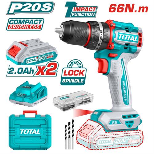 Trapano Avvitatore a Percussione Brushless 20V - 66Nm, LED