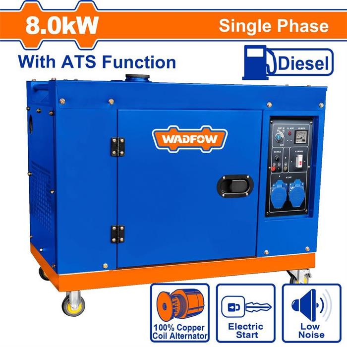 Generatore Diesel Silenzioso 8kW con ATS, Motore Diesel 15HP