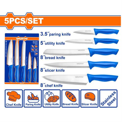Set Coltelli da Cucina 5 pz - Acciaio Inox 3Cr14, Manico PP