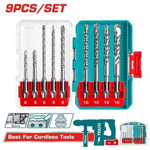 Set di 9 punte per trapano a percussione sds plus