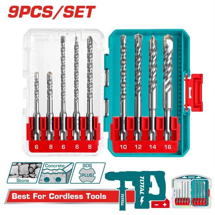 SET DI 9 PUNTE PER TRAPANO A PERCUSSIONE SDS PLUS