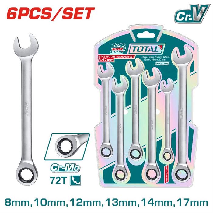 Set di 6 chiavi a cricchetto 8-17 mm