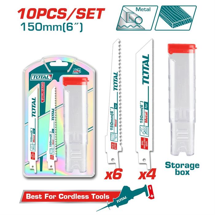 Set 10 lame per seghetto alternativo – legno e metallo – HCS & Bi-Metal – 150 mm