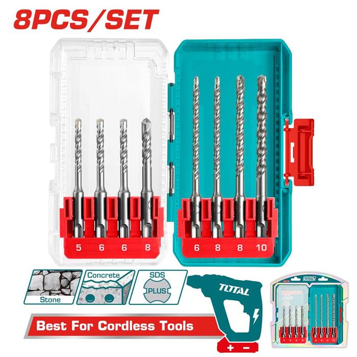 Set 8 punte SDS Plus per trapano a percussione – lunghezze 110/160 mm