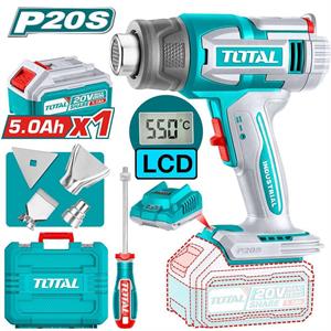Pistola termica a batteria 20V – 30–550°C – temperatura regolabile con display LCD – con accessori e valigetta