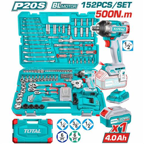 Set utensili 152 pezzi con avvitatore a impulsi brushless 20V – 500Nm – con accessori e valigetta