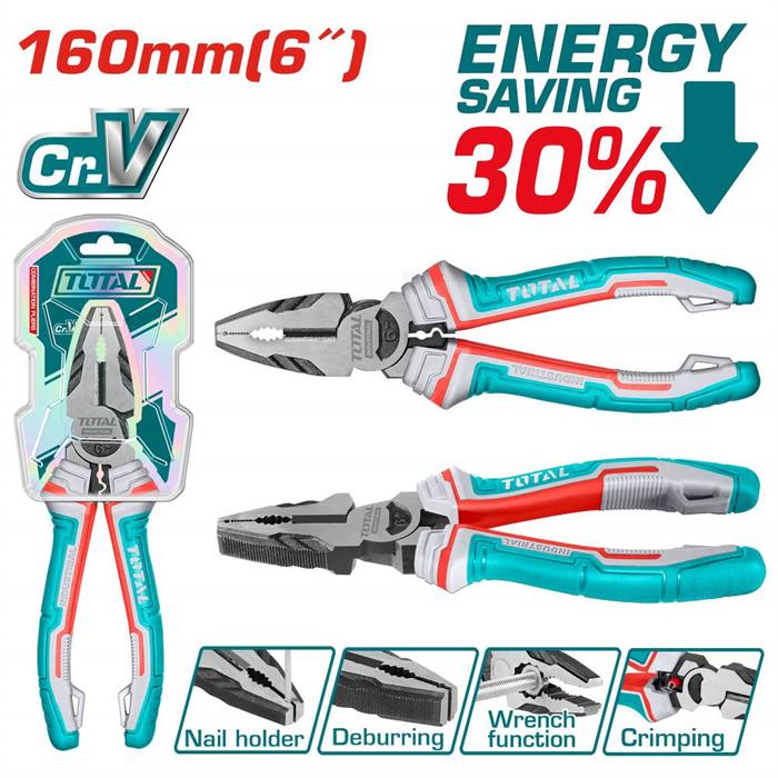 Pinza multifunzione 6 (160 mm) – Cr-V – con manico ergonomico e finitura nera