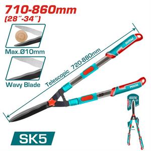 Cesoia tagliasiepi telescopica 710–860 mm – lama ondulata SK5 con rivestimento in teflon