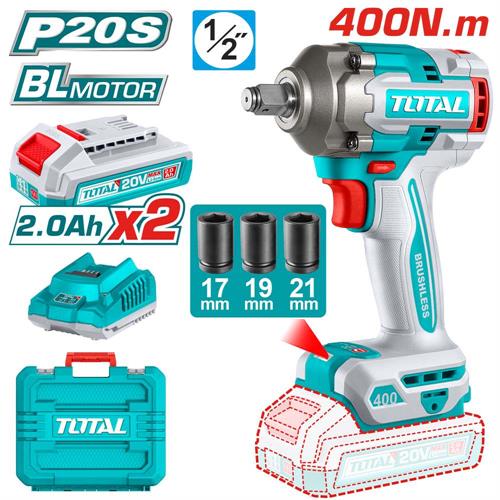 Avvitatore a impulsi brushless 20V – 1/2 – 400Nm – con batterie, carica e bussole