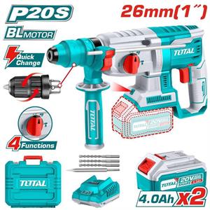 Martello perforatore brushless 20V – 2.5J – SDS Plus – con batterie, mandrino e accessori