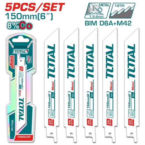 Set 5 lame BIM per metallo – 150 mm – 18 TPI – per lamiere sottili e tubi