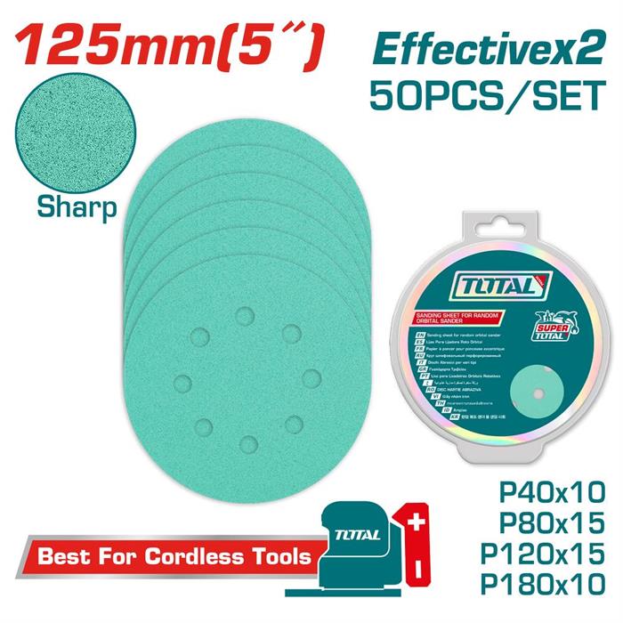 SET 50 DISCHI ABRASIVI Ø125MM GRANA P40–P180