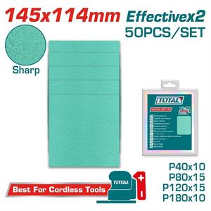 SET 50 FOGLI ABRASIVI 145X114MM GRANA P40–P180