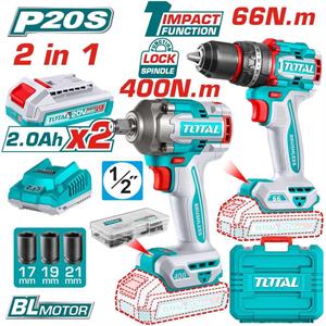 SET 2 UTENSILI 20V BRUSHLESS CON 47 ACCESSORI E VALIGETTA