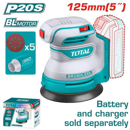 LEVIGATRICE ORBITALE 20V 125MM CON 5 ABRASIVI