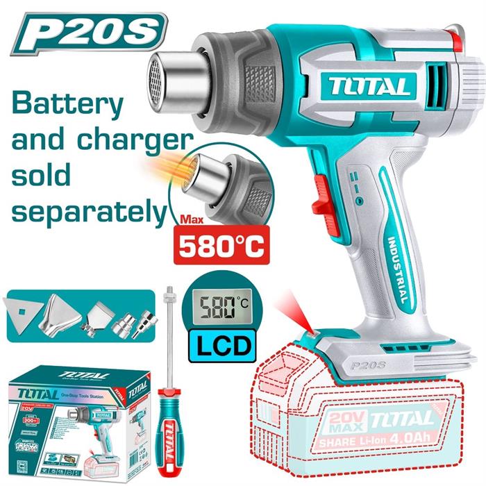 PISTOLA TERMICA 20V LCD 580°C